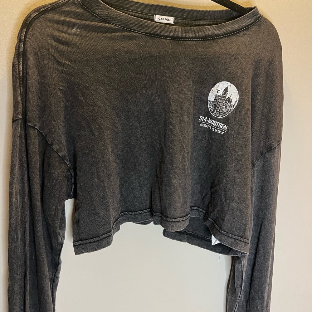 Garage cropped gray long sleeve